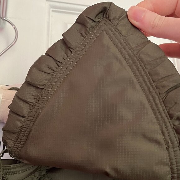 Ganni Ripstop Recycled Quilted Oversized Ruffle Collared Jacket - Kalamata - Picture 4 of 13